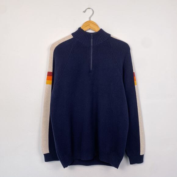 Marine Layer Men's Archive Armas Standard Fit Quarter Zip Mock Neck Sweater M - Picture 2 of 7